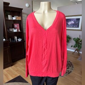 Jane & Delancey orange long sleeve Vneck sweater-size XL